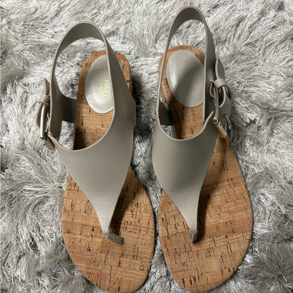 Michael Kors Taupe Leather Sandals